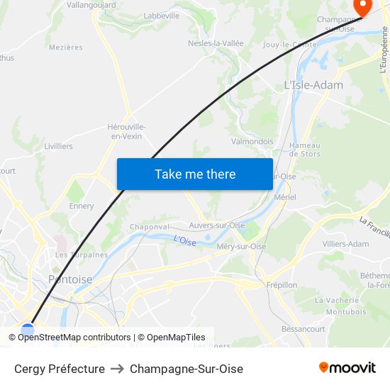 Cergy Préfecture to Champagne-Sur-Oise map