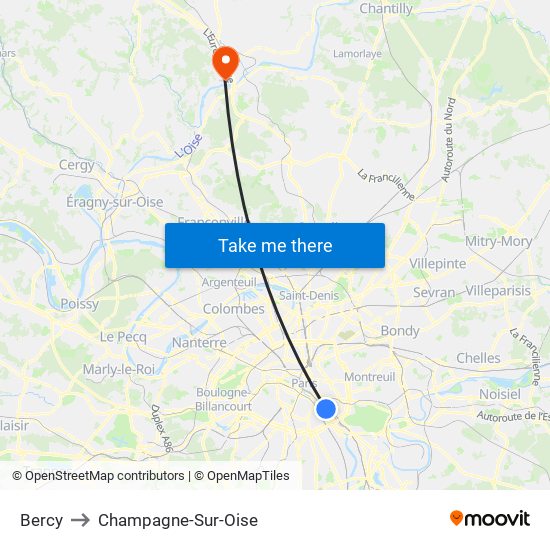 Bercy to Champagne-Sur-Oise map