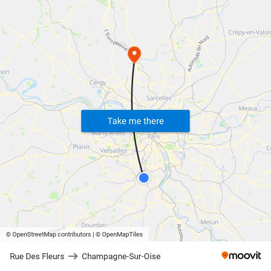 Rue Des Fleurs to Champagne-Sur-Oise map