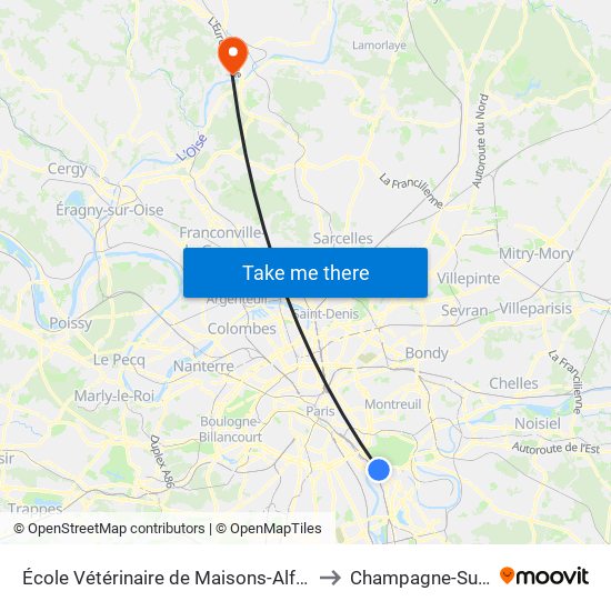 École Vétérinaire de Maisons-Alfort - Métro to Champagne-Sur-Oise map
