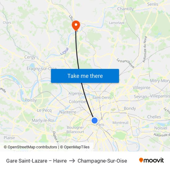 Gare Saint-Lazare – Havre to Champagne-Sur-Oise map