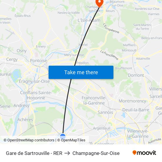 Gare de Sartrouville - RER to Champagne-Sur-Oise map