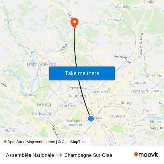 Assemblée Nationale to Champagne-Sur-Oise map