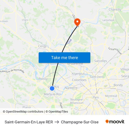 Saint-Germain-En-Laye RER to Champagne-Sur-Oise map