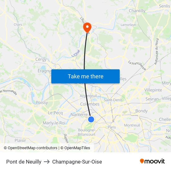 Pont de Neuilly to Champagne-Sur-Oise map