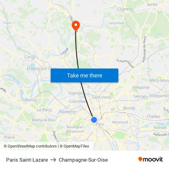 Paris Saint-Lazare to Champagne-Sur-Oise map