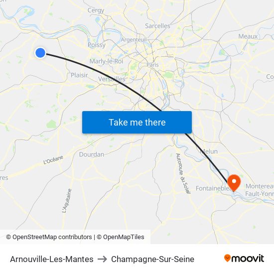 Arnouville-Les-Mantes to Champagne-Sur-Seine map