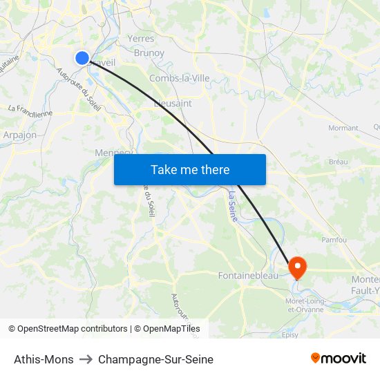 Athis-Mons to Champagne-Sur-Seine map