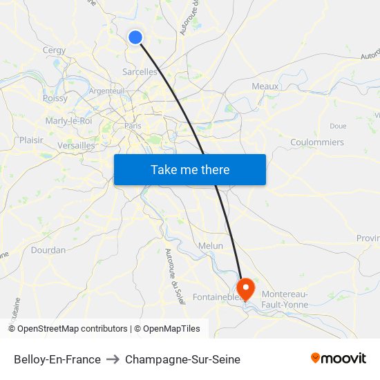 Belloy-En-France to Champagne-Sur-Seine map