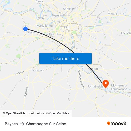 Beynes to Champagne-Sur-Seine map