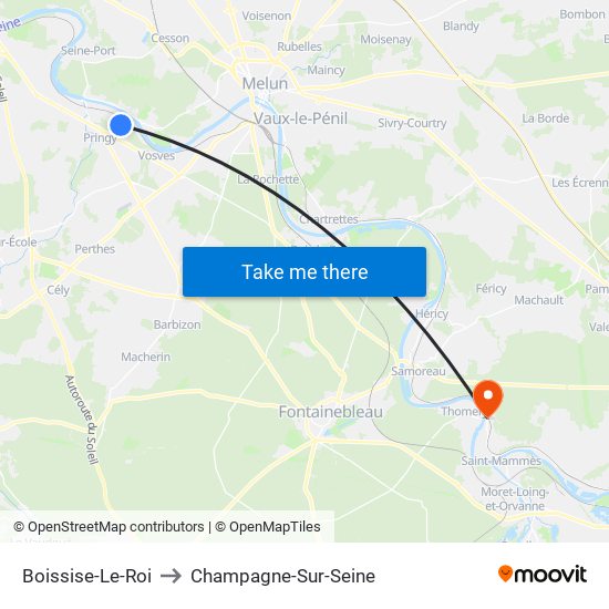Boissise-Le-Roi to Champagne-Sur-Seine map