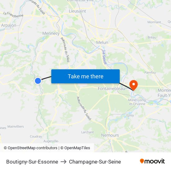 Boutigny-Sur-Essonne to Champagne-Sur-Seine map
