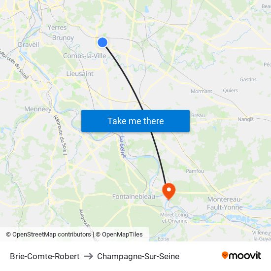 Brie-Comte-Robert to Champagne-Sur-Seine map