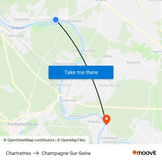 Chartrettes to Champagne-Sur-Seine map