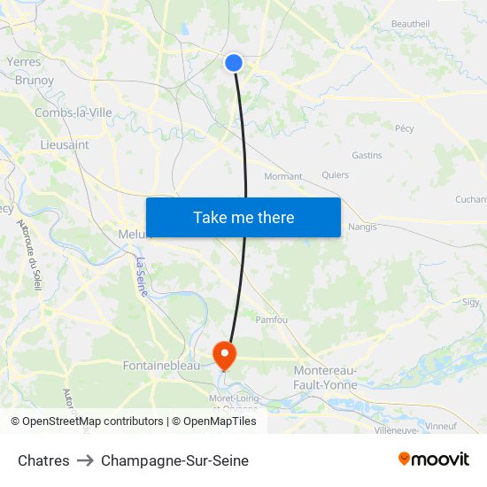 Chatres to Champagne-Sur-Seine map