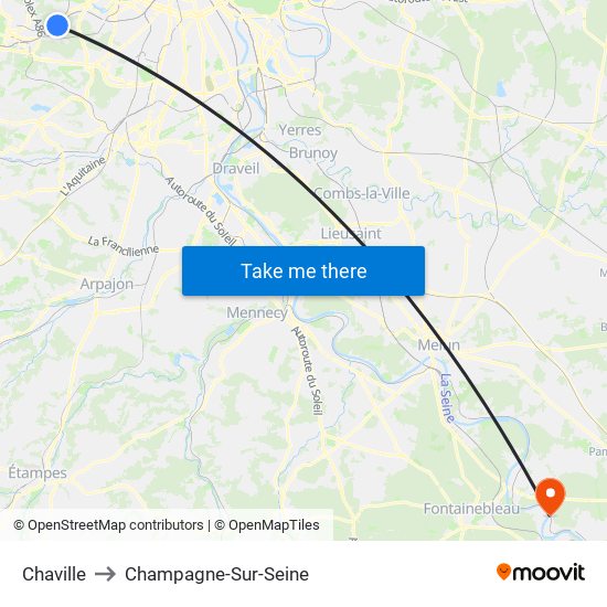 Chaville to Champagne-Sur-Seine map