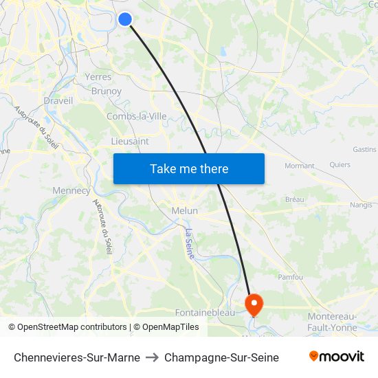 Chennevieres-Sur-Marne to Champagne-Sur-Seine map