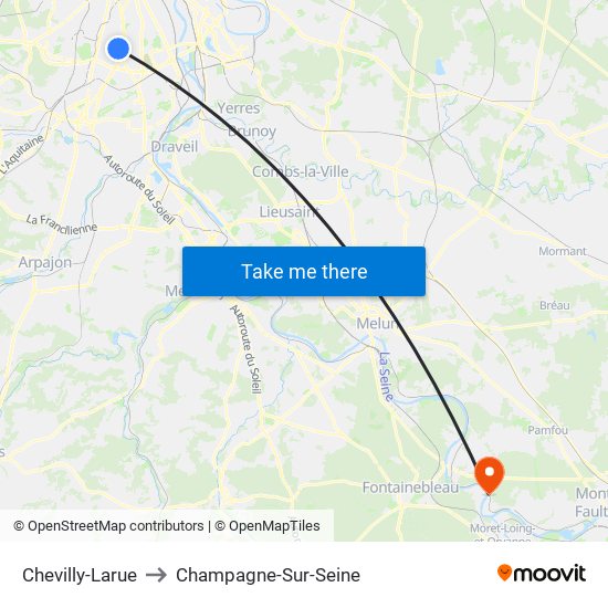 Chevilly-Larue to Champagne-Sur-Seine map