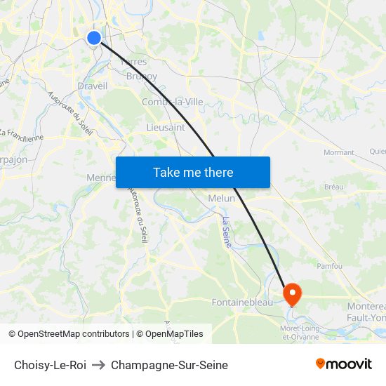 Choisy-Le-Roi to Champagne-Sur-Seine map