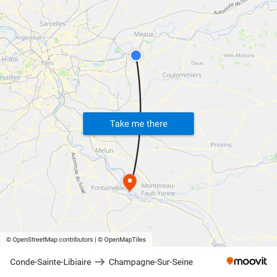 Conde-Sainte-Libiaire to Champagne-Sur-Seine map