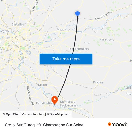 Crouy-Sur-Ourcq to Champagne-Sur-Seine map