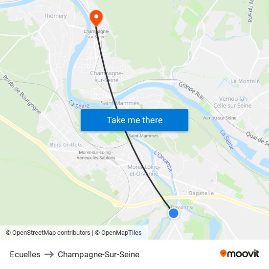 Ecuelles to Champagne-Sur-Seine map