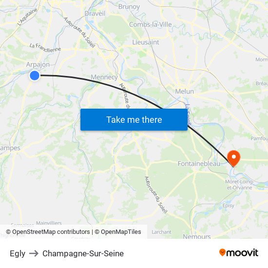 Egly to Champagne-Sur-Seine map