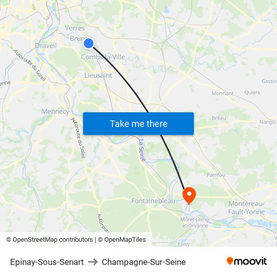 Epinay-Sous-Senart to Champagne-Sur-Seine map
