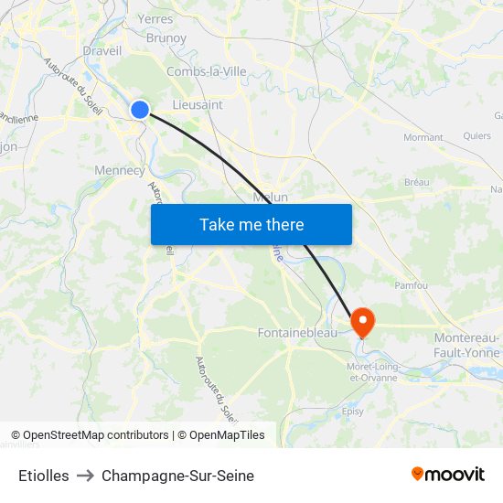 Etiolles to Champagne-Sur-Seine map