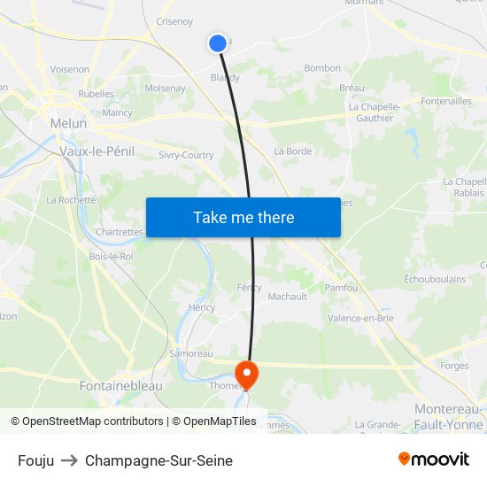 Fouju to Champagne-Sur-Seine map