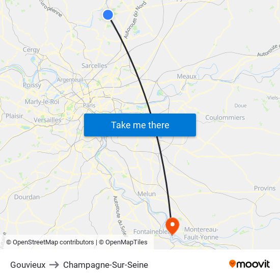 Gouvieux to Champagne-Sur-Seine map