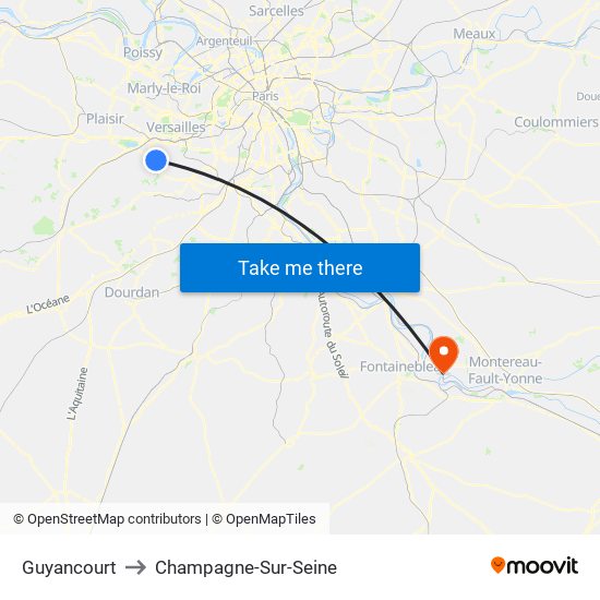 Guyancourt to Champagne-Sur-Seine map