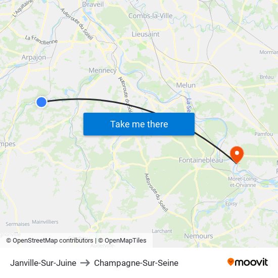 Janville-Sur-Juine to Champagne-Sur-Seine map
