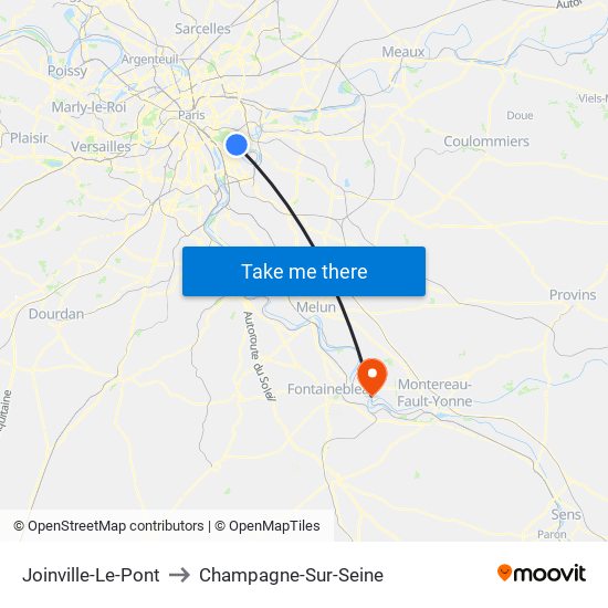 Joinville-Le-Pont to Champagne-Sur-Seine map