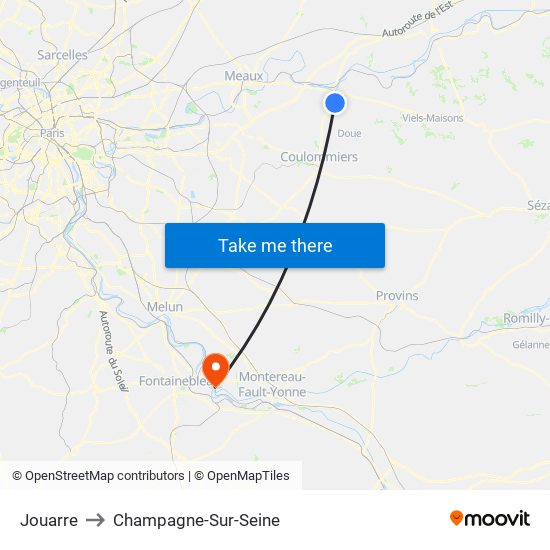 Jouarre to Champagne-Sur-Seine map