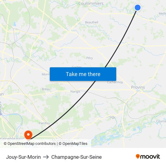 Jouy-Sur-Morin to Champagne-Sur-Seine map
