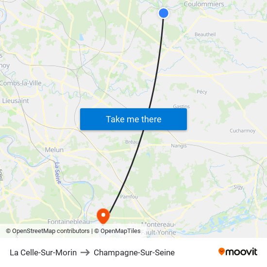 La Celle-Sur-Morin to Champagne-Sur-Seine map