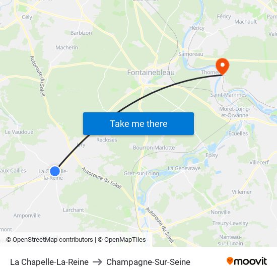 La Chapelle-La-Reine to Champagne-Sur-Seine map