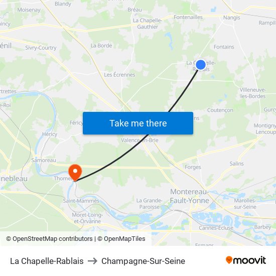 La Chapelle-Rablais to Champagne-Sur-Seine map