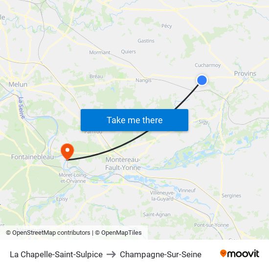 La Chapelle-Saint-Sulpice to Champagne-Sur-Seine map