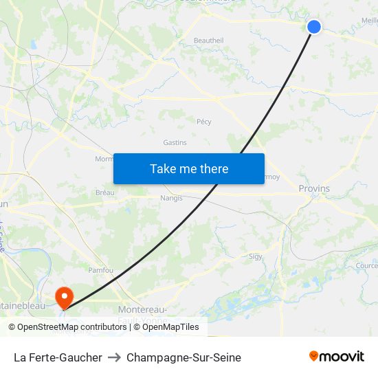 La Ferte-Gaucher to Champagne-Sur-Seine map