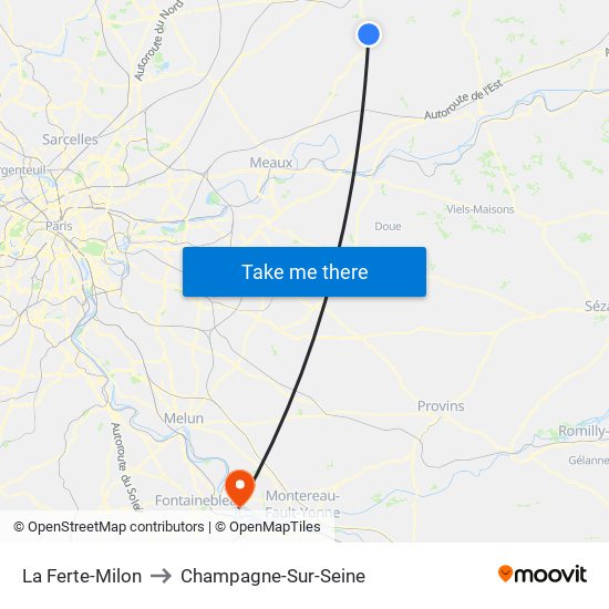 La Ferte-Milon to Champagne-Sur-Seine map