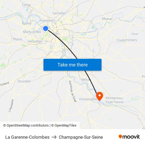 La Garenne-Colombes to Champagne-Sur-Seine map