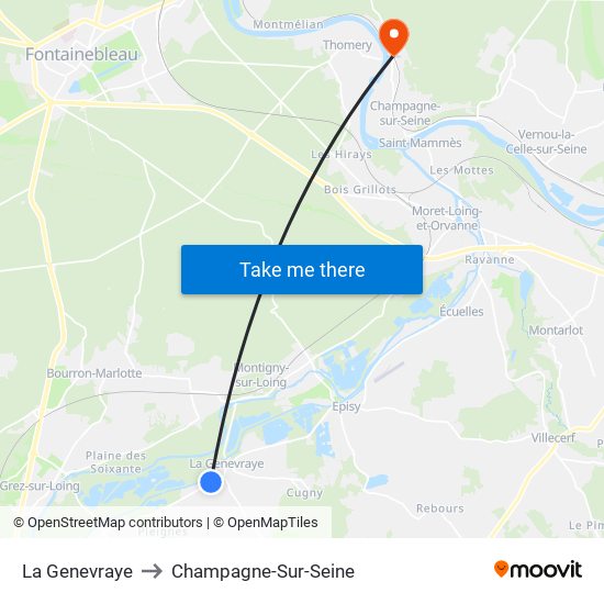 La Genevraye to Champagne-Sur-Seine map