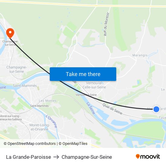 La Grande-Paroisse to Champagne-Sur-Seine map