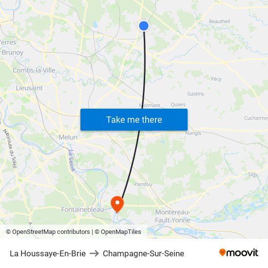 La Houssaye-En-Brie to Champagne-Sur-Seine map