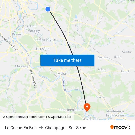 La Queue-En-Brie to Champagne-Sur-Seine map