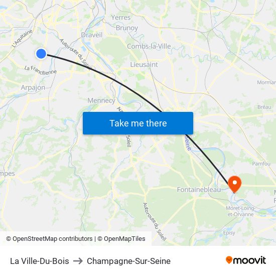 La Ville-Du-Bois to Champagne-Sur-Seine map