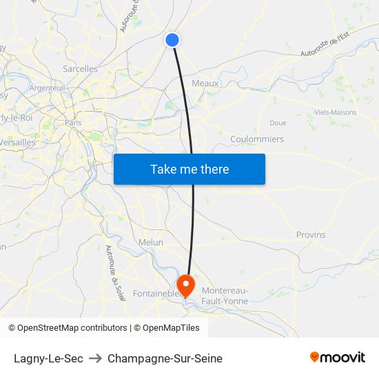 Lagny-Le-Sec to Champagne-Sur-Seine map