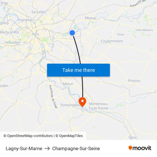 Lagny-Sur-Marne to Champagne-Sur-Seine map
